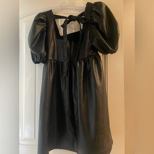 Faux leather mini dress. Puff sleeves. NWT.
